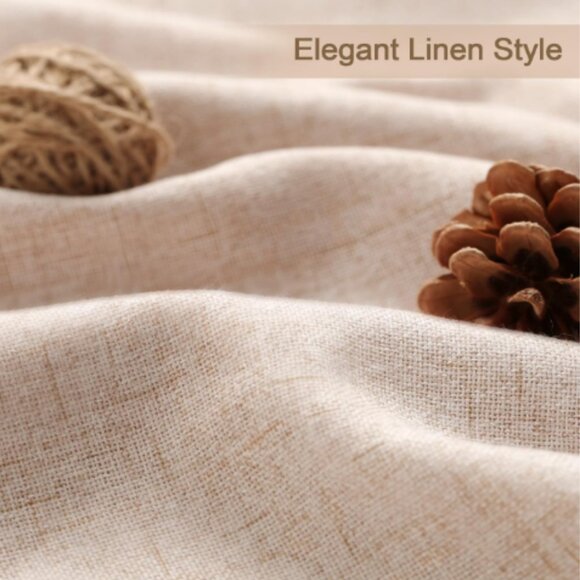 Linen Shower Curtain Beige Fabric 72 x 78 Classic Textured Farmhouse Country NEW - Picture 3 of 8